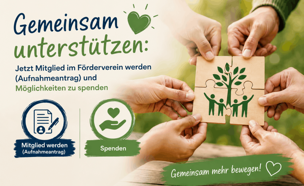 Gemeinsam unterstützen: Jetzt Mitglied im Förderverein werden (Aufnahmeantrag) und Möglichkeiten zu spenden